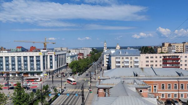 Вид на город с террасы ресторана-сыроварни Interview в Перми