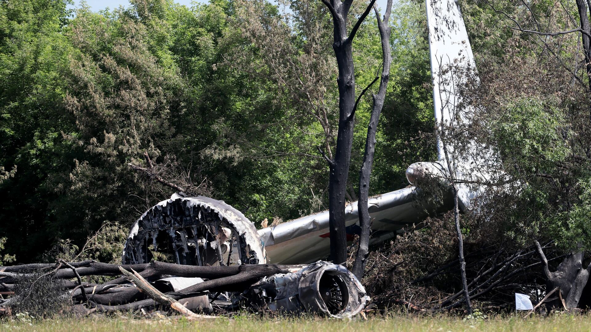 Фрагмент упавшего военно-транспортного самолета Ил-76 в Рязанской области  - РИА Новости, 1920, 26.06.2022