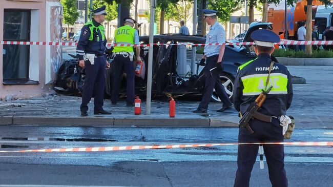 Последствия смертельного ДТП  в центре Москвы