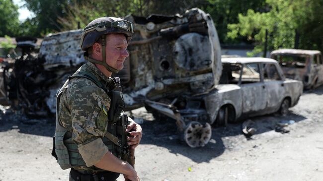 Украинские военный в Лисичанске