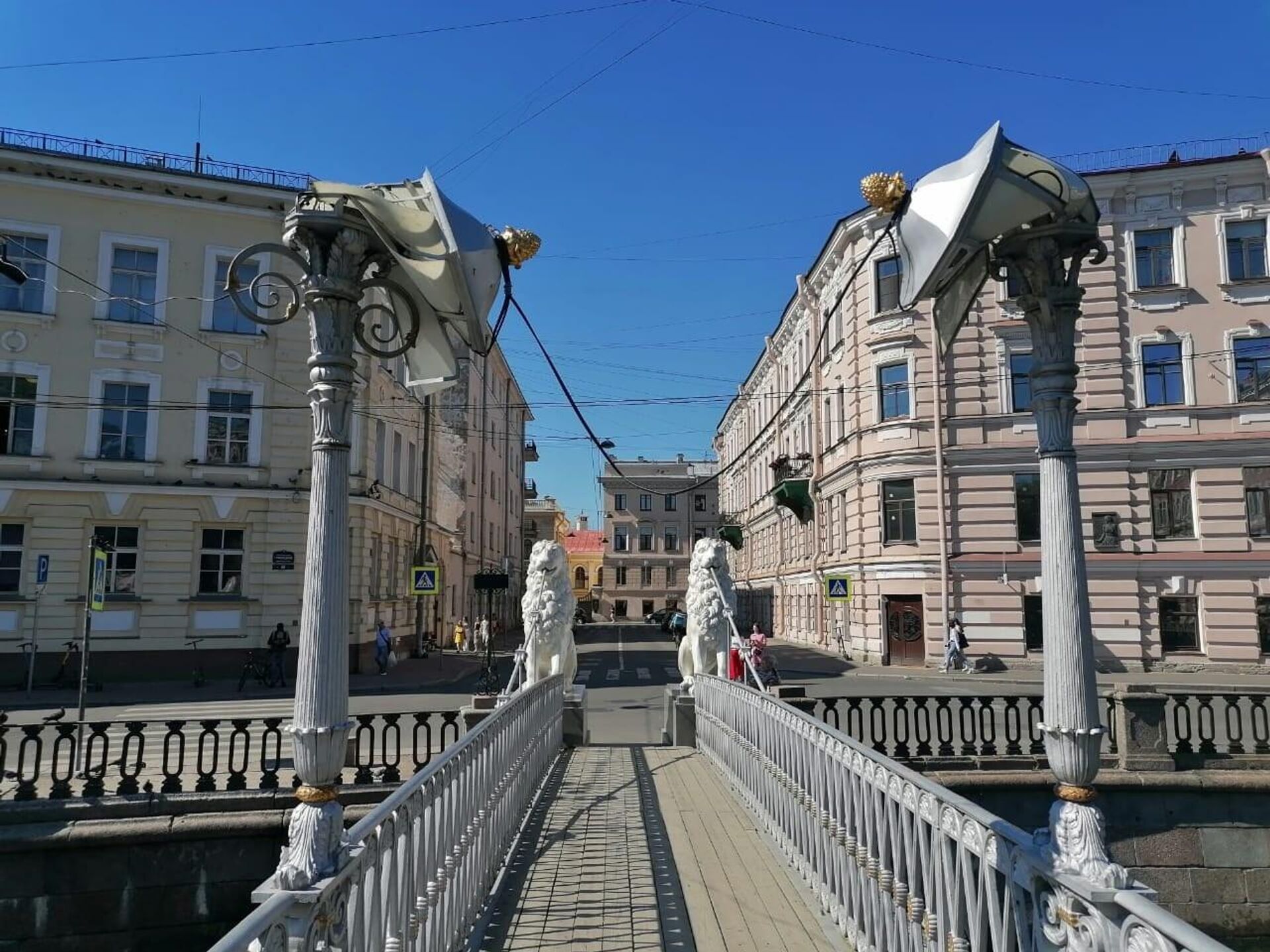 Поврежденные фонари на Львином мосту в Санкт-Петербурге - РИА Новости, 1920, 28.06.2022