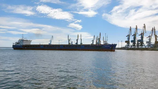 Cargo ship in the port of Berdyansk