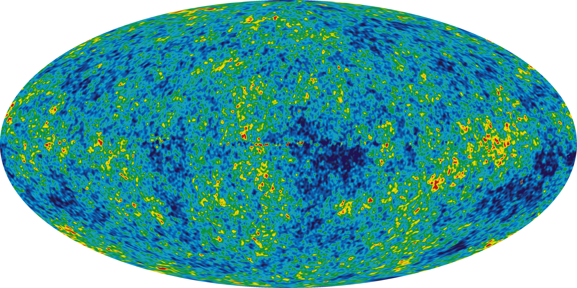 Карта анизотропии реликтового излучения Вселенной по данным спутника WMAP.  Красные цвета означают более горячие области, синие — более холодные - РИА Новости, 1920, 01.07.2022