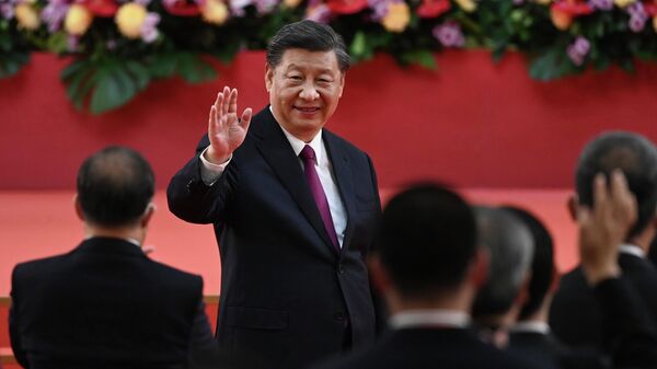 Председатель КНР Си Цзиньпин на торжественном мероприятии по случаю 25-летней годовщины возвращения Гонконга под юрисдикцию Китая