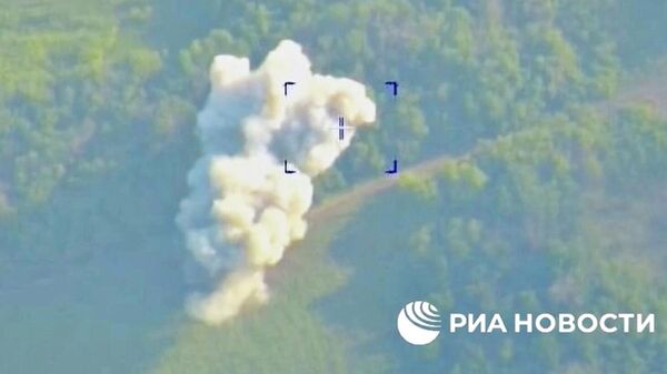 Кадр видео уничтожения на Украине американских установок HIMARS