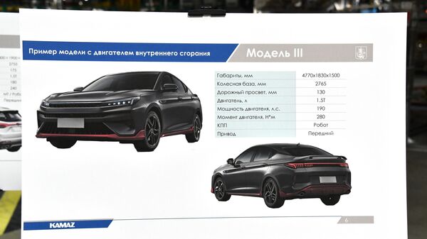 Стенд с Моделью III из примерного модельного ряда продукции автомобильного завода Москвич