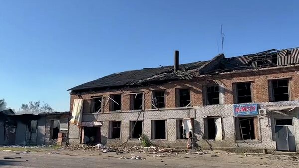 Кадры после украинского удара американскими HIMARS по Новой Каховке