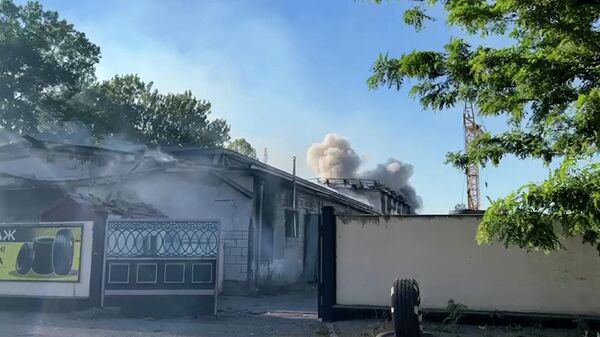 Пожар на складе селитры в Новой Каховке