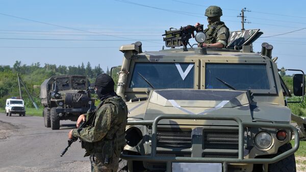 Блокпост российских военных в зоне спецоперации на Украине