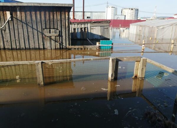 Подтопленный город Верхоянск в Якутии