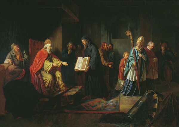 Великий князь Владимир избирает религию. Иван Эггинк. 1822 г. Холст, масло. Государственный музей истории религии, Санкт-Петербург