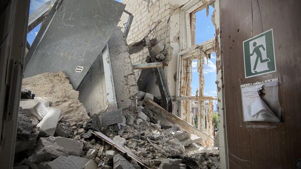Разрушенный штаб украинских военных. Архивное фото 