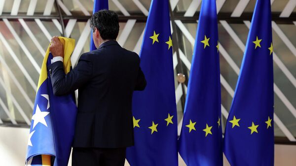 Флаги ЕС во время саммита в Брюсселе