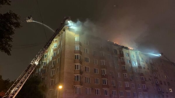 Пожар на Ленинском проспекте в Москве