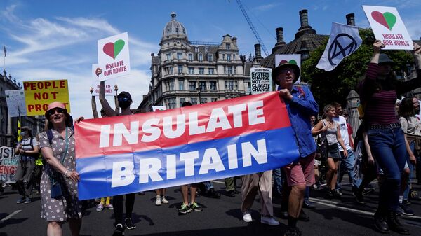 Участники акции протеста против кризиса стоимости жизни в Лондоне, Великобритания. 23 июля 2022