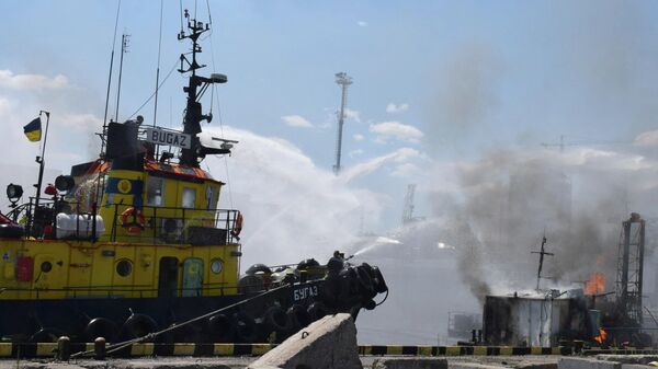 Ликвидация пожара в порту Одессы