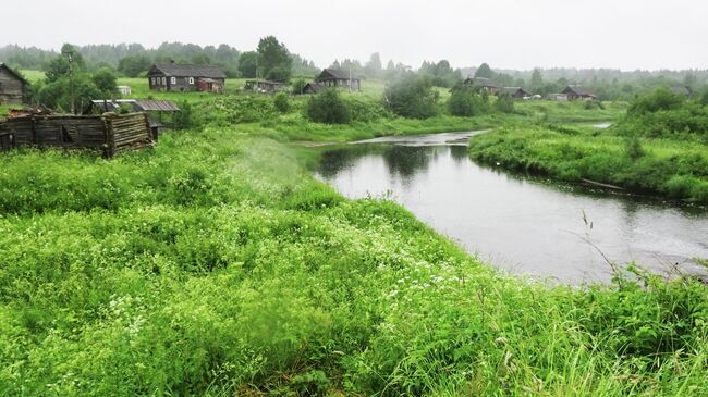 Деревня Шондовичи на реке Оять