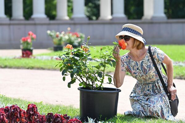 Посетительница на фестивале роз в музее-усадьбе Архангельское