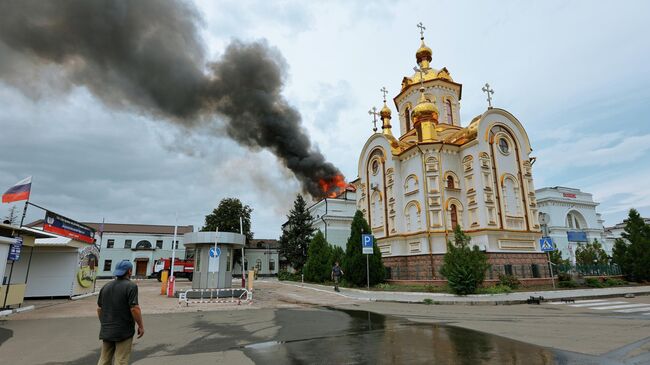 Пожар в здании железнодорожного вокзала в Донецке. 5 августа 2022