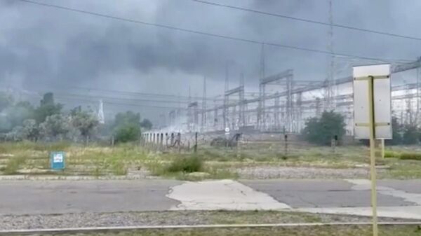 Последствия обстрела Запорожской АЭС со стороны ВСУ. Кадр из видео
