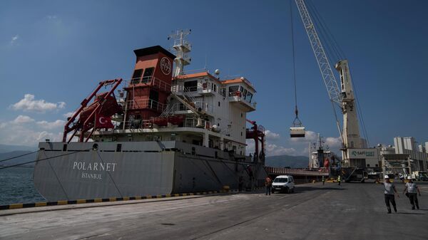 Судно Polarnet в порту Дериндже в Измитском заливе, Турция