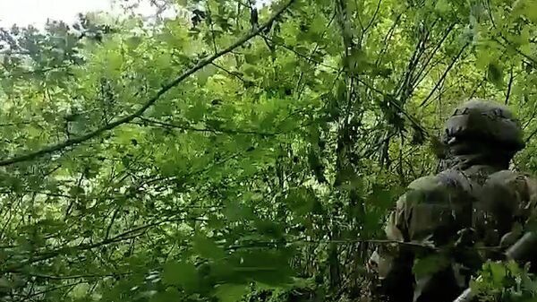 Кадры огневого налета разведчиков Народной милиции ЛНР на позиции ВСУ под Соледаром