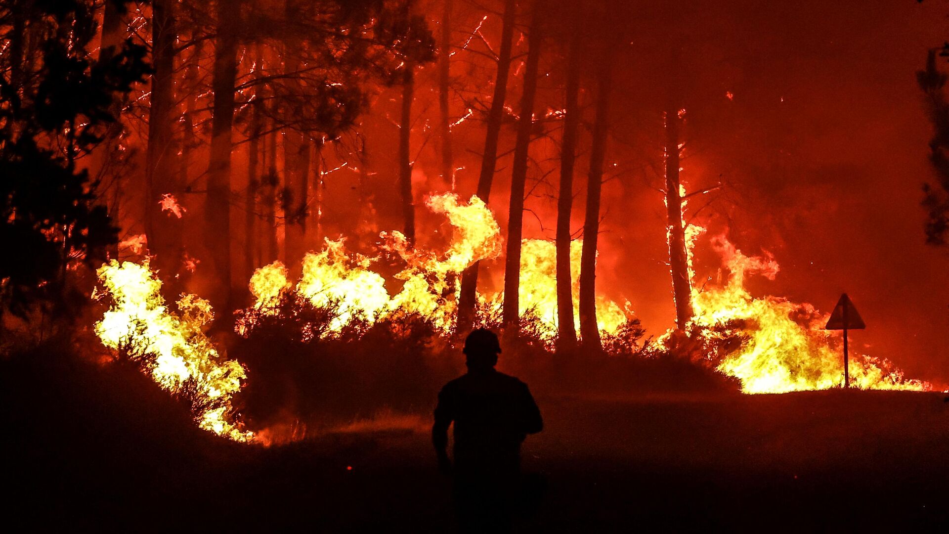 Лесной пожар недалеко от Белин-Белье во Франции, 11 августа 2022 - РИА Новости, 1920, 12.08.2022