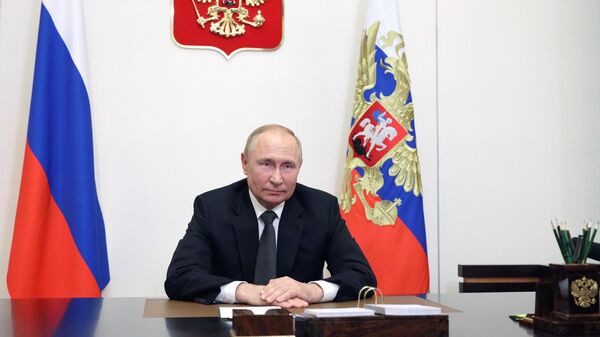 Президент РФ Владимир Путин во время обращения к участникам и гостям X Московской конференции по международной безопасности