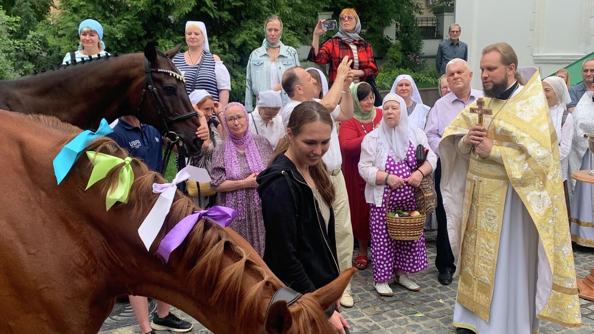  Чин освящения лошадей в храме священномученика Власия в Старой Конюшенной слободе - РИА Новости, 1920, 19.08.2022