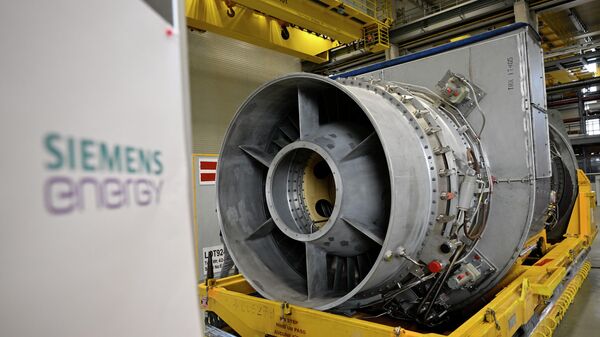 Турбина для газопровода Северный поток-1 на заводе Siemens Energy в Мюльхайме-на-Руре