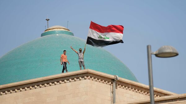 Акция протеста у Республиканского дворца в Багдаде