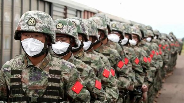 Китайские военные на военных учениях Восток-2022 в Приморском крае