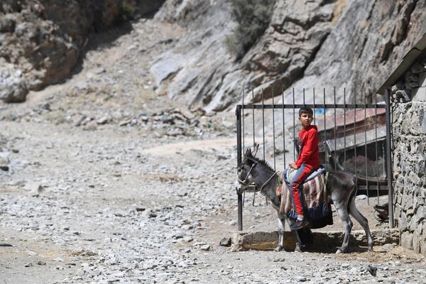 Мальчик из соседней области в горной зоне отдыха Хазрати Давуд в Самаркандской области. В эту местность приезжают семьями на выходные