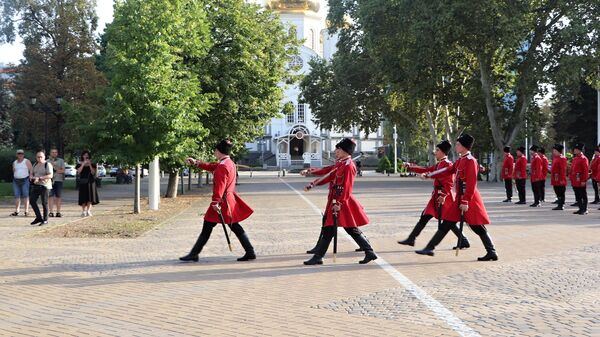 Почетный караул Кубанского казачьего войска на церемониале Час славы Кубани