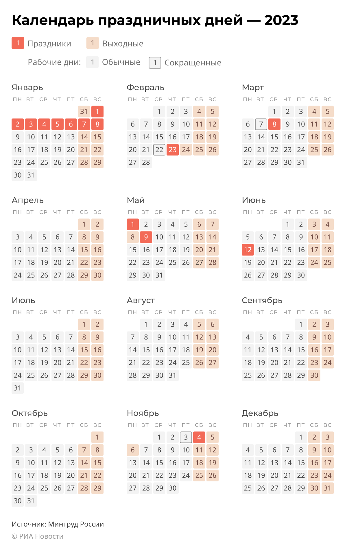 Календарь праздничных дней — 2023