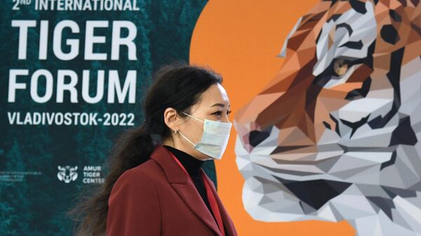 Участница пленарной сессии Статус выполнения глобальной программы восстановления тигра за период с 2010 по 2022 г. в рамках Восточного экономического форума во Владивостоке