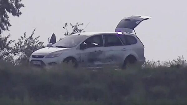 Автомобиль итальянского журналиста Маттиа Сорби, подорвавшегося на мине в Херсонской области. Кадр видео
