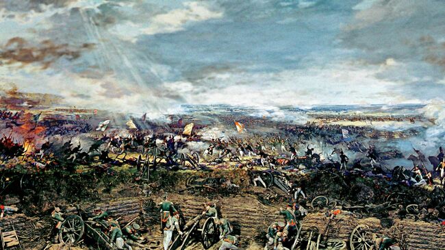 Фрагмент диорамы Бой на Багратионовых флешах. Российский художник, мастер панорамно-диорамного искусства Ефим Исаакович Дешалыт Фрагмент диорамы Бой на Багратионовых флешах. Российский художник, мастер панорамно-диорамного искусства Ефим Исаакович Дешалыт