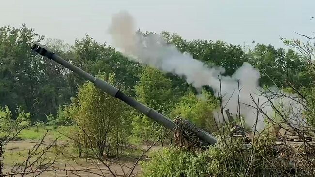 Кадры боевой работы установок Мста-С изюмско-балаклейской группировки войск