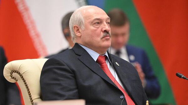 Президент Белоруссии Александр Лукашенко на заседании Совета глав стран - участниц Шанхайской организации сотрудничества (ШОС) в расширенном составе