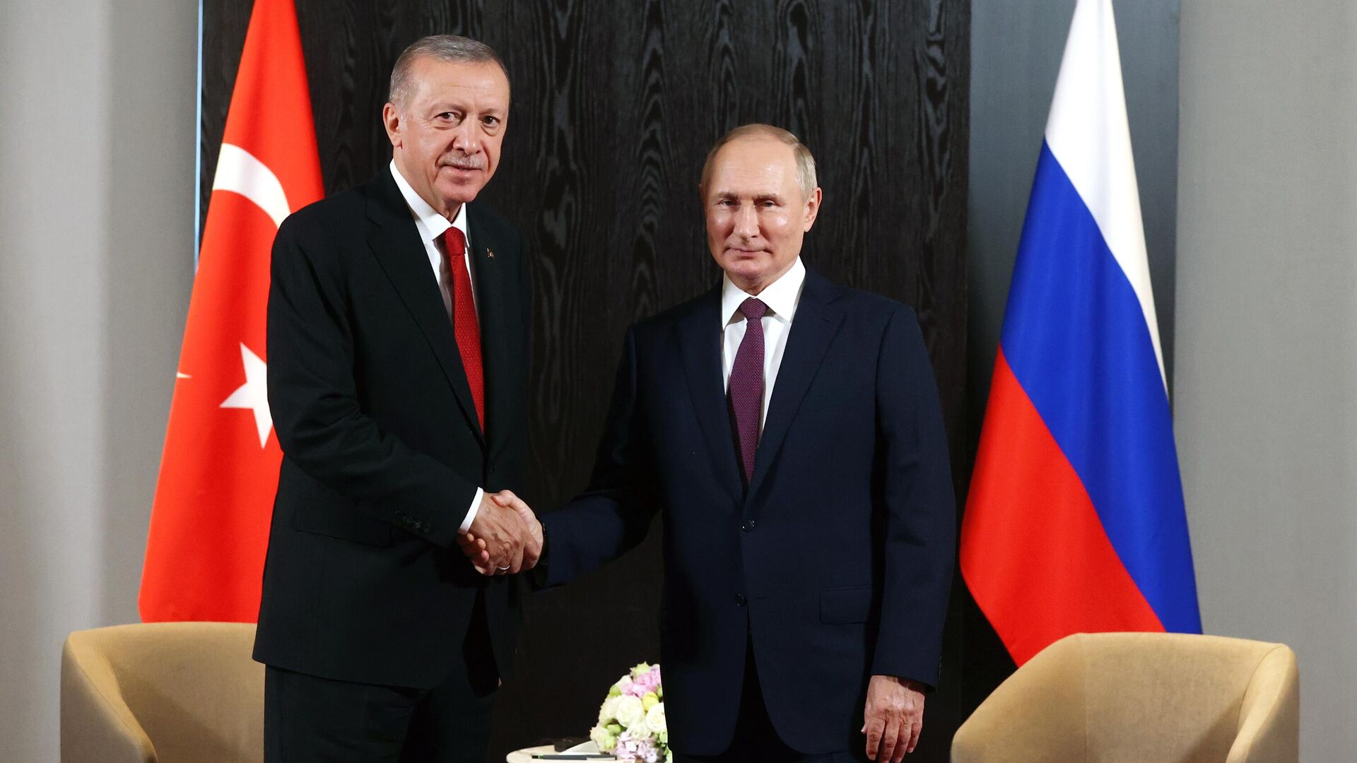 Президент РФ Владимир Путин и президент Турции Реджеп Тайип Эрдоган во время встречи на полях саммита ШОС - РИА Новости, 1920, 16.09.2022