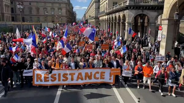 Акция с требованием отставки Макрона в Париже