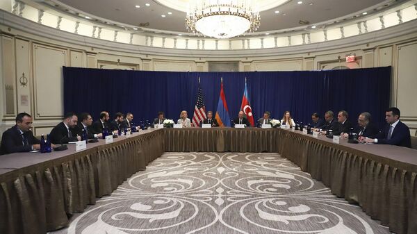 Встреча глав МИД Армении и Азербайджана при посредничестве госсекретаря США Энтони Блинкена. Архивное фото