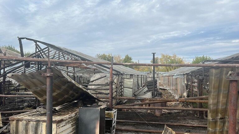 Последствия пожара в поселке Совхозный Белоярского городского округа Свердловской области