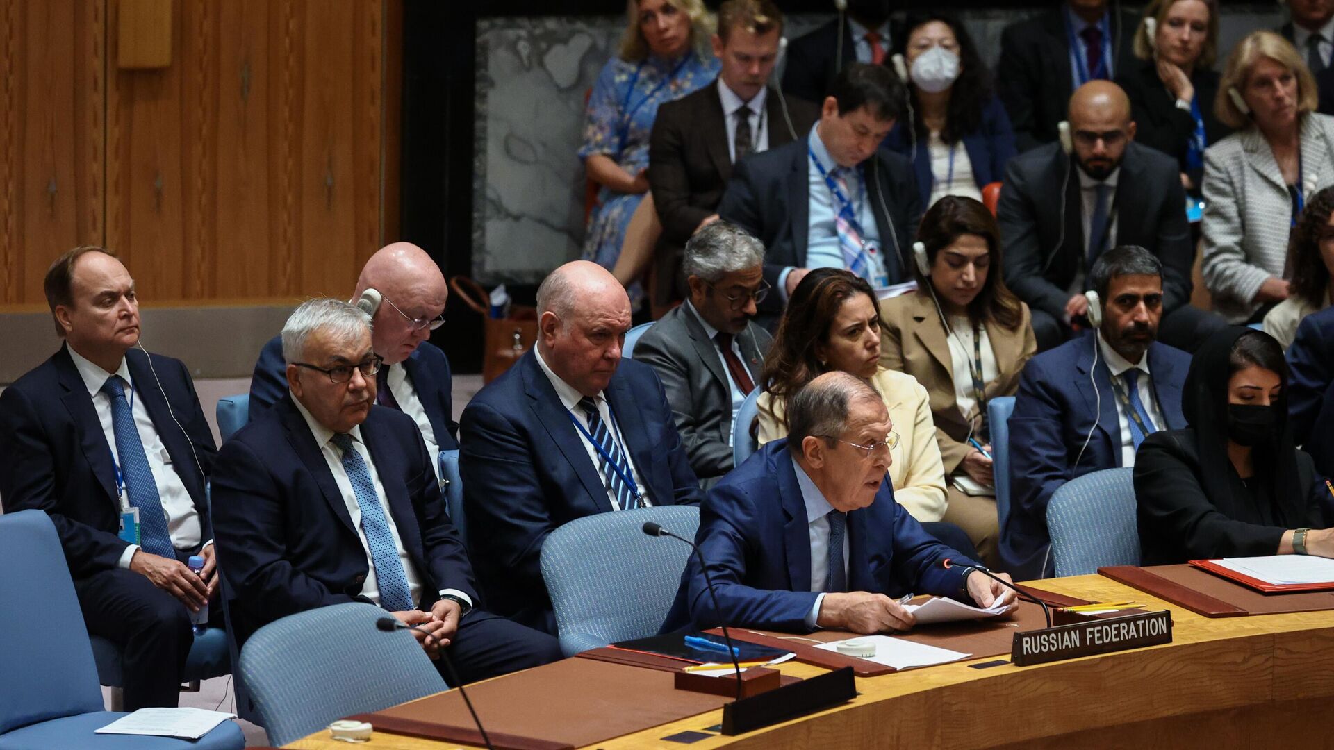 Министр иностранных дел России Сергей Лавров выступает на заседании Совета Безопасности ООН в Нью-Йорке - РИА Новости, 1920, 22.09.2022