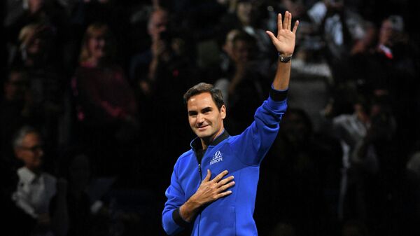 Швейцарский теннисист Роджер Федерер в прощальном матче