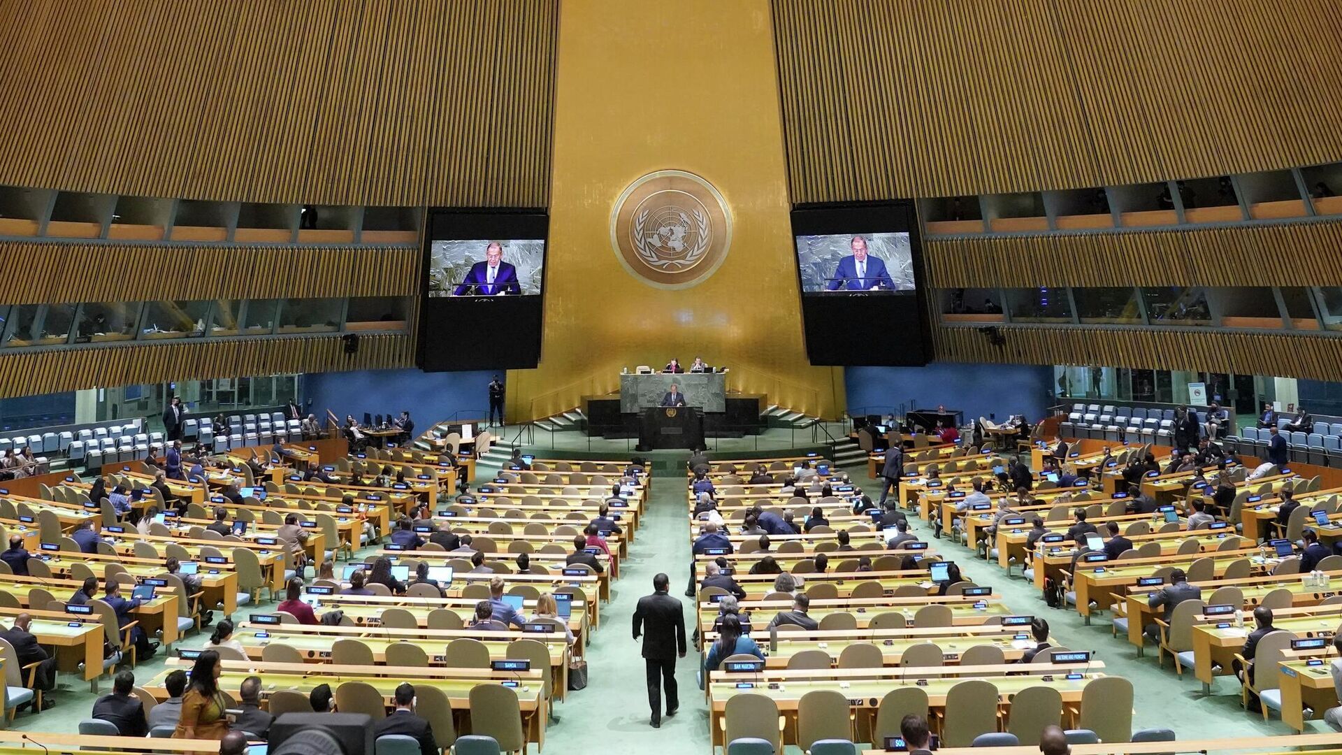 Министр иностранных дел России Сергей Лавров выступает на 77-й сессии Генеральной Ассамблеи ООН - РИА Новости, 1920, 25.09.2022