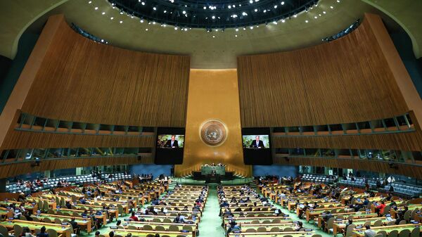 Сессионный зал Генеральной Ассамблеи ООН. Архивное фото
