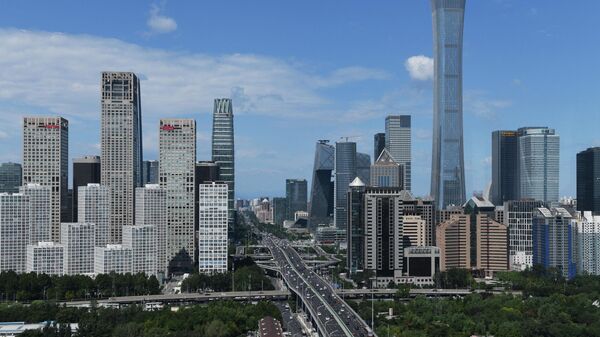Панорама делового квартала в Пекине, КНР