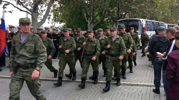 Проводы резервистов в Севастополе на подготовку и боевое слаживание